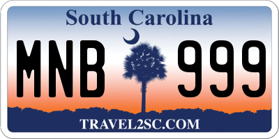 SC license plate MNB999