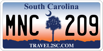 SC license plate MNC209