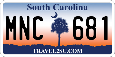 SC license plate MNC681