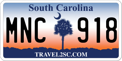 SC license plate MNC918