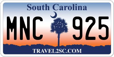 SC license plate MNC925