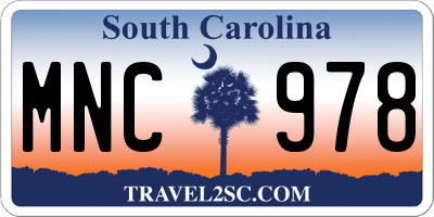 SC license plate MNC978