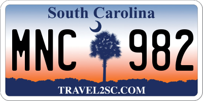 SC license plate MNC982