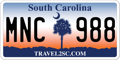 SC license plate MNC988