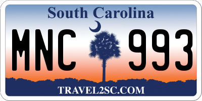 SC license plate MNC993