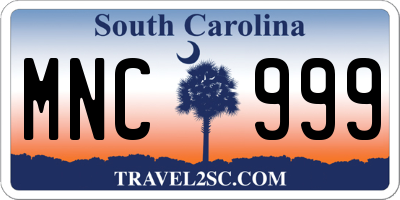 SC license plate MNC999