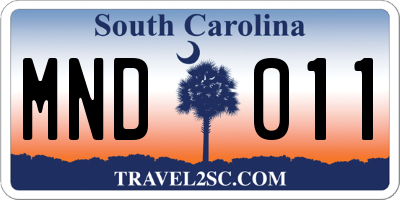 SC license plate MND011
