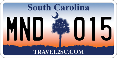 SC license plate MND015