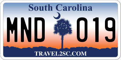 SC license plate MND019