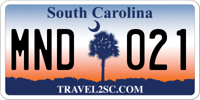 SC license plate MND021