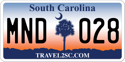 SC license plate MND028