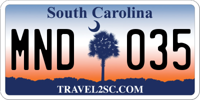 SC license plate MND035