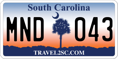 SC license plate MND043