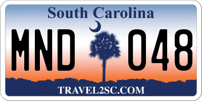 SC license plate MND048