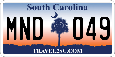 SC license plate MND049
