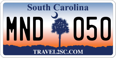 SC license plate MND050