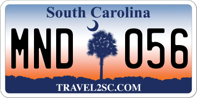 SC license plate MND056