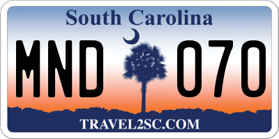SC license plate MND070
