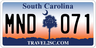 SC license plate MND071