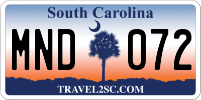 SC license plate MND072