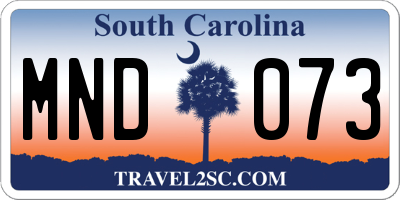 SC license plate MND073