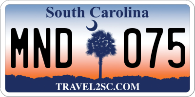 SC license plate MND075
