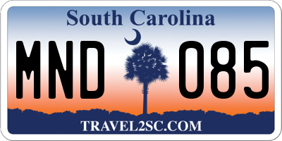 SC license plate MND085