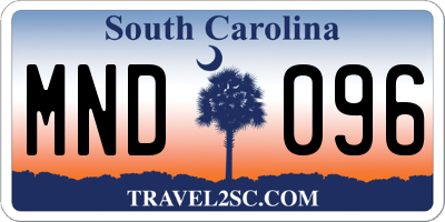 SC license plate MND096