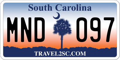 SC license plate MND097