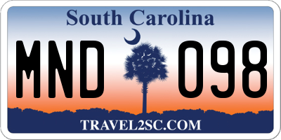 SC license plate MND098
