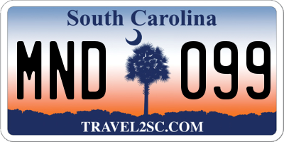 SC license plate MND099