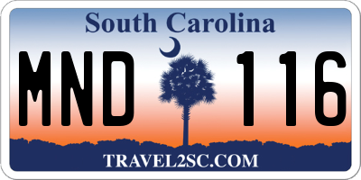 SC license plate MND116