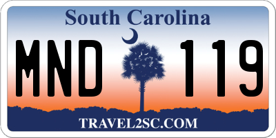 SC license plate MND119