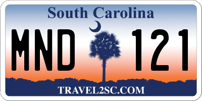 SC license plate MND121