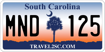 SC license plate MND125