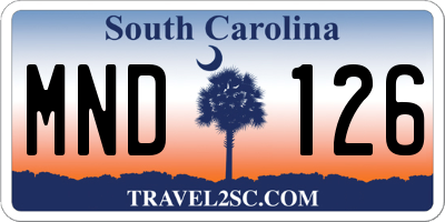 SC license plate MND126
