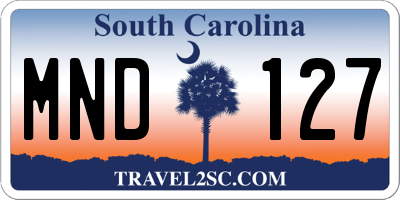SC license plate MND127