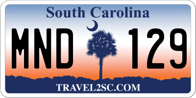 SC license plate MND129