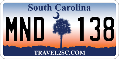 SC license plate MND138