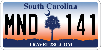 SC license plate MND141