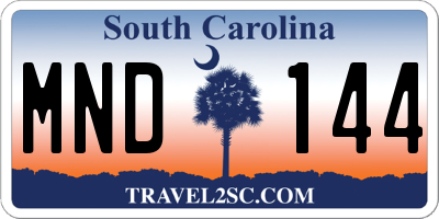 SC license plate MND144