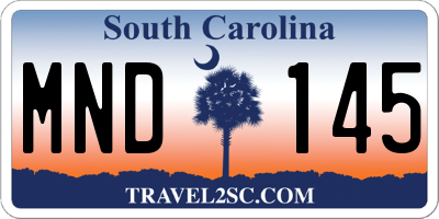 SC license plate MND145