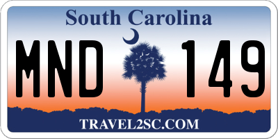 SC license plate MND149