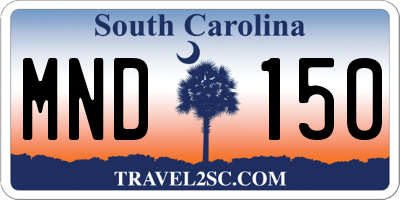 SC license plate MND150