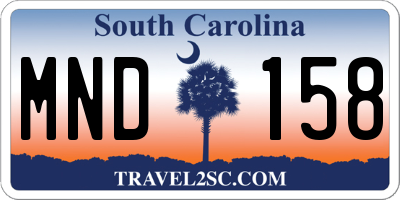 SC license plate MND158