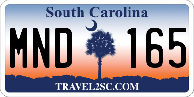 SC license plate MND165