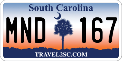 SC license plate MND167