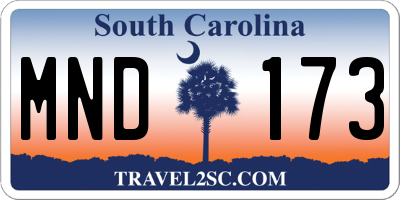 SC license plate MND173