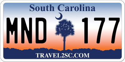 SC license plate MND177