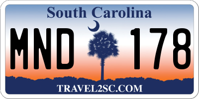 SC license plate MND178